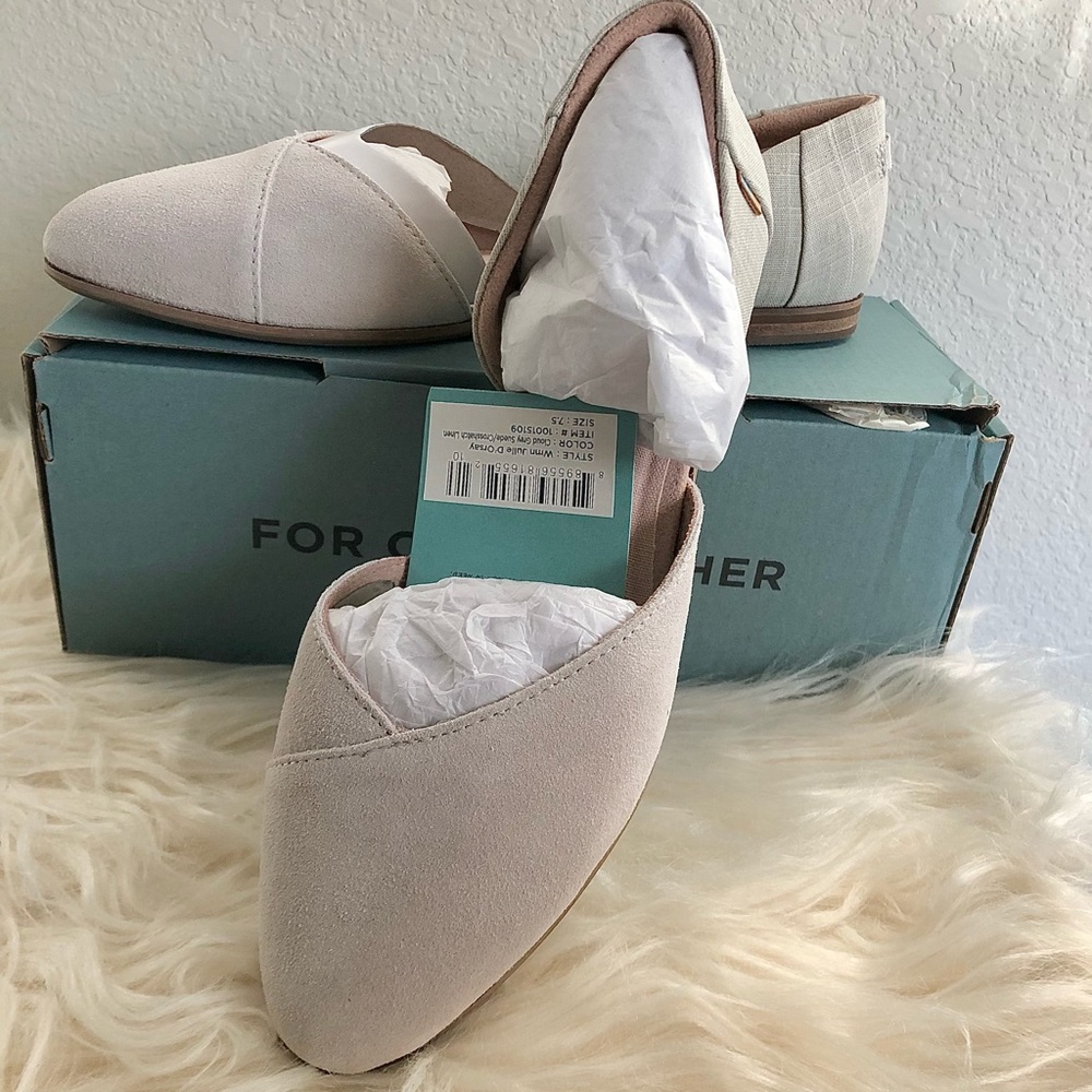 Toms Grey Suede Women's Julie D'Orsay Flats